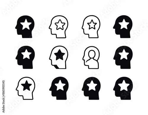Consumer Behavior Logos. Consumer behavior. Icon set. Set Logo of consumer behavior: preference star mark. harmonious logo variations of the same emblematic