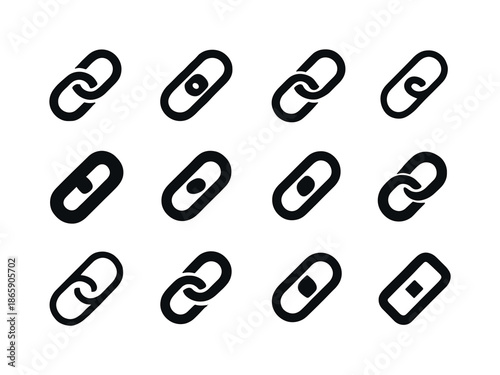 Harmonious Connection Icons. Forging meaningful connections with others. Icon set. Set Logo of forging meaningful connections with others: linked chain symbol.