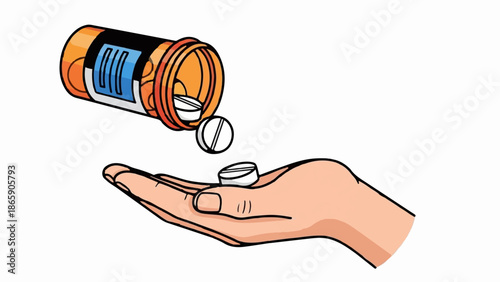 Hand holds pills pouring from bottle