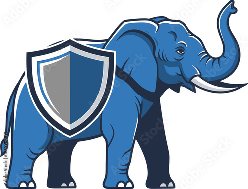Elephant Protecting a Shield - Symbol of Strength, Security, and Trust