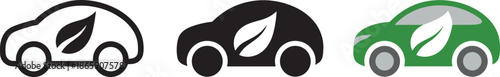 Eco car vector icon representing environmental friendly vehicle and green transportation