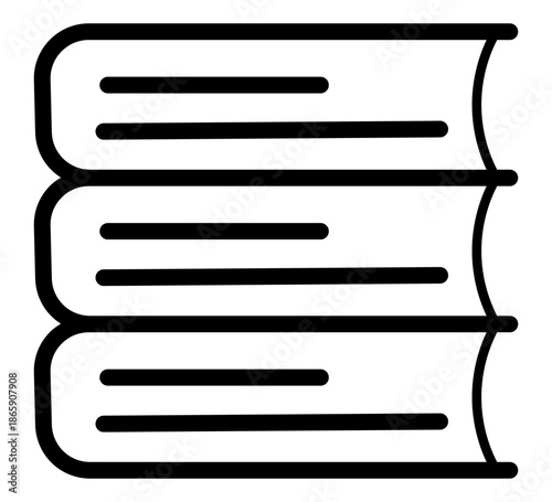 Clean vector outline of a book stack, representing knowledge and growth. This minimalist icon is perfect for educational branding, digital libraries, and academicthemed web designs.
