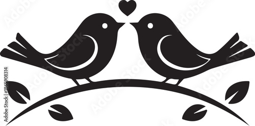 Love Birds Silhouette Icon Vector