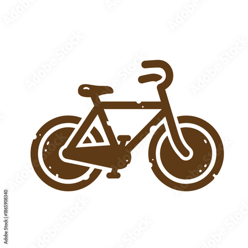 Brown bicycle icon illustration on white background  simple bike design