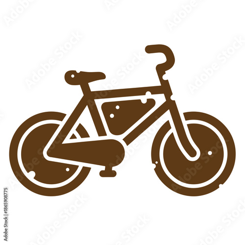 Brown bicycle icon with white outline on white background  simple bike illustration