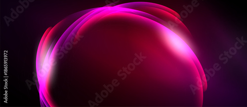 Abstract pink swirl, luminous curves, dark background. Soft glow creates dynamic visual impact, modern design element.