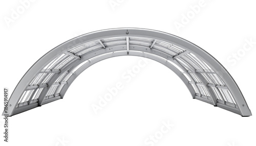 Gray curved structure with multiple internal crossbeams and a bright surface