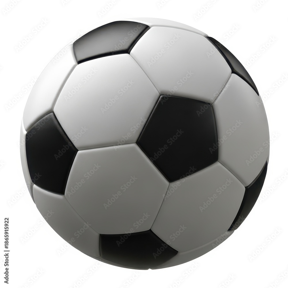 Fototapeta premium A shiny black and white soccer ball isolated on white background