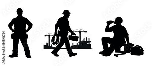 Silhouette of person at night with cityscape and street lamps