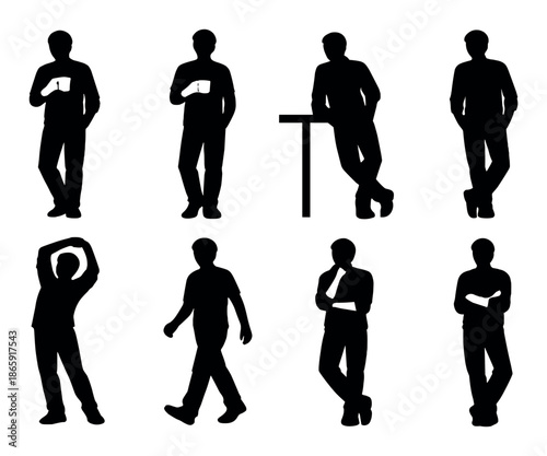 Silhouetted figures and cane on dark background