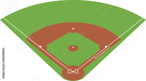 Simple Geometric Baseball Field Illustration with Lines and Bases Icon