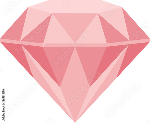 Flat Design Simple Pink Diamond Gemstone Jewel Stone Illustration