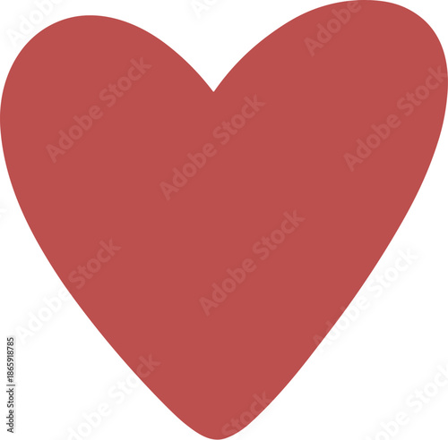 Simple Solid Reddish Brown Heart Shape Romantic Symbol Illustration