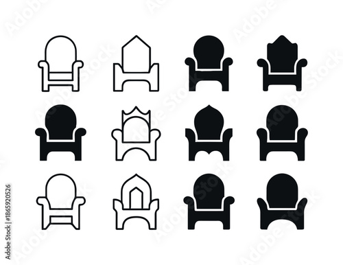 Royal Emblem Variations. Landgrave. Icon set. Set Logo of Landgrave: royal throne. harmonious logo variations of the same emblematic concept, each with