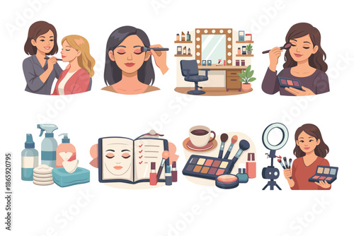 Makeup and beauty salon elements vector illustration