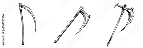 Elegant Scythe Art: A Minimalist Line Drawing