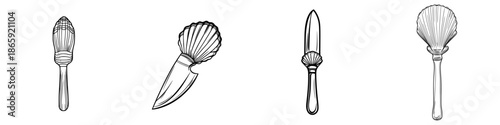 Elegant Line Art of a Minimalist Shellfish Knife