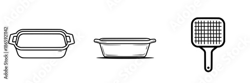 Monochrome Morsels: Elegant Line Art of a Baking Pan