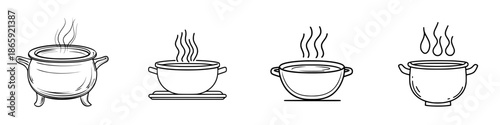Warming Minimalist Line Art of a Soup Warmer