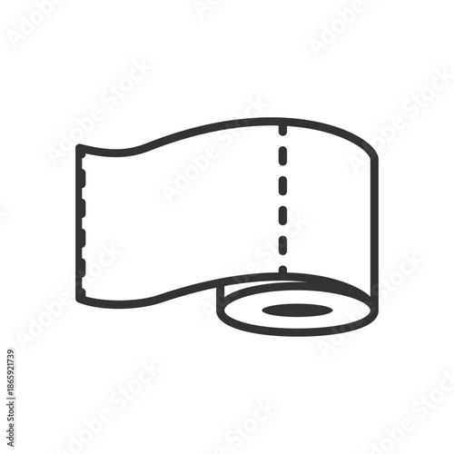 Outline tissue toilet paper icon isolated flat style design.