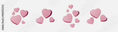 Set pink balloon in 3D style. Charming Valentine's icon perfect for romantic posts, greeting cards, festive decorations, social media reactions, and celebration designs.