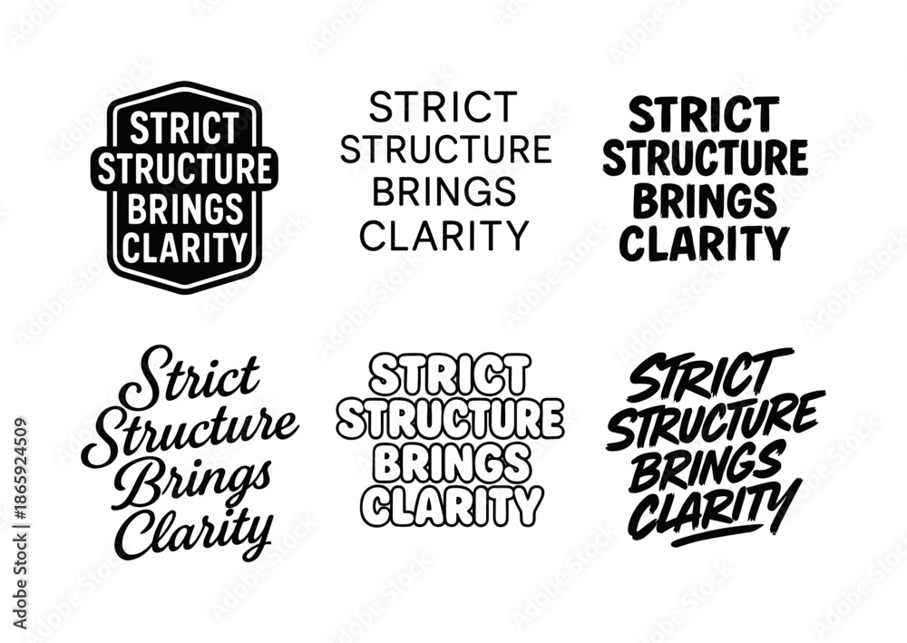 Fototapeta premium Emblematic Lettering Variations. Strict structure brings clarity. Set lettering. harmonious lettering variations of the same emblematic concept, each with
