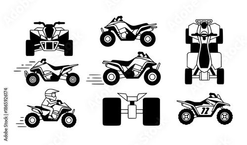 Flat sport quad bike vector icon set for web, apps, and graphic design