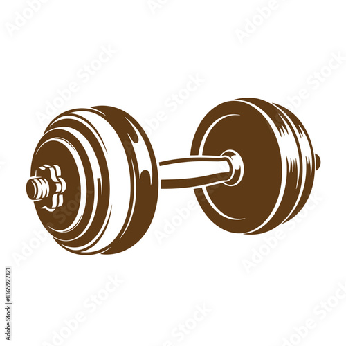 Brown dumbbell weightlifting equipment for fitness and exercise routine at gym  strength training tool