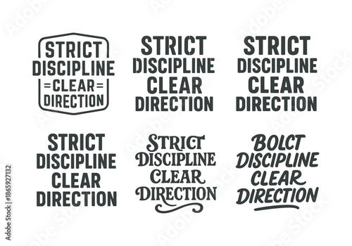 Creative Lettering Variations. Strict discipline, clear direction. Set lettering. harmonious lettering variations of the same emblematic concept, each with