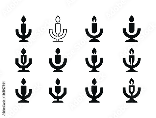 Minimal Technology Icon Set. Living with minimal modern technology. Icon set. Set Logo of living with minimal modern technology: candle holder. harmonious logo