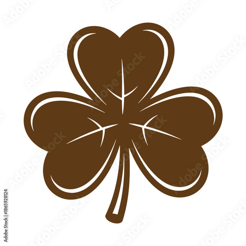 Brown four leaf clover on white background  a symbol of good luck and fortune