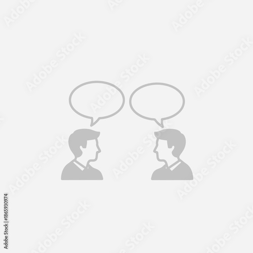 Two business people having a conversation with speech bubbles