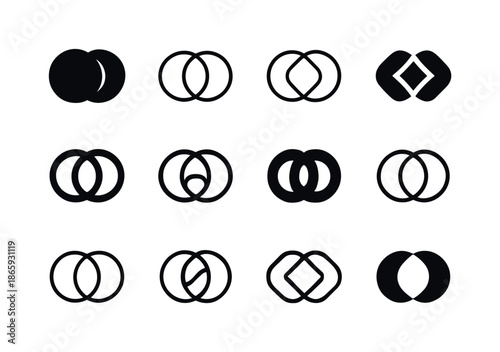 Interlocking Circles Icons. Forging meaningful connections with others. Icon set. Set Logo of forging meaningful connections with others: interlocking circles.