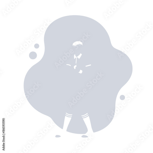 A person standing with a cloudlike shape around them