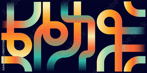 Vibrant gradient lines intertwining on a dark background, creating a dynamic abstract network pattern