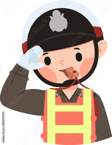 Фотография Illustration of a Saluting Traffic Warden