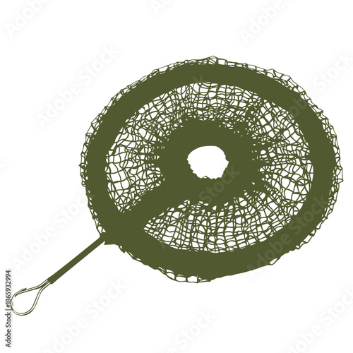 Green fishing net with a handle