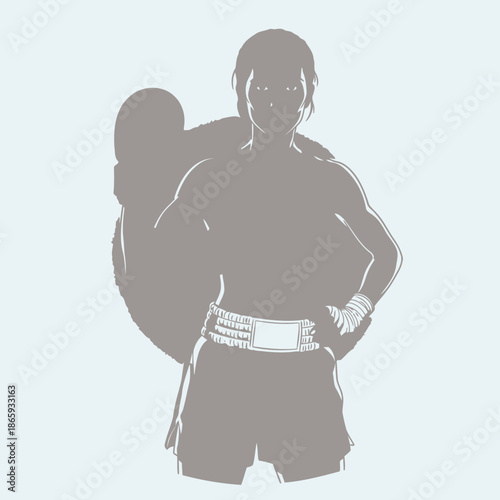 Boxer standing in a fighting stance with gloves