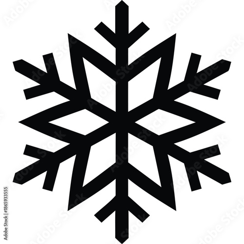 Minimalist Black Snowflake Icon with Intricate Geometric Patterns for Winter Themed Designs Holiday Decorations and Festive Graphics