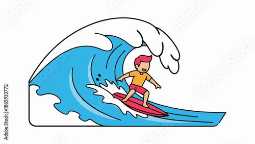 Surfer riding a large blue wave with white crests