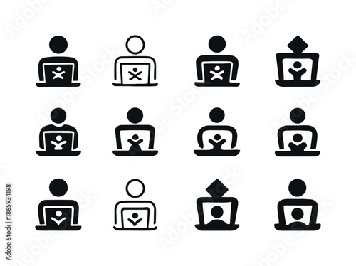 Adaptive Career Icons. Adaptive career training. Icon set. Set Logo of adaptive career training: online learning platform. harmonious logo variations of the