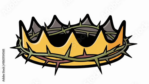 Yellow crown intertwined with a thorny vine and dark gray accents