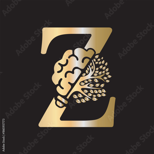Brain Tree Logo  combine with letter Z vector template