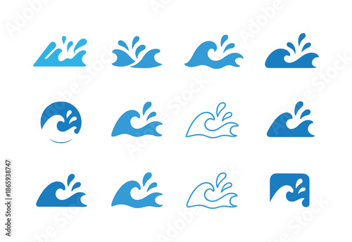 Paint Splash Logos. Splash of paint. Icon set. Set Logo of Splash of paint: Fluid Wave Splash. harmonious logo variations of the same emblematic concept, each
