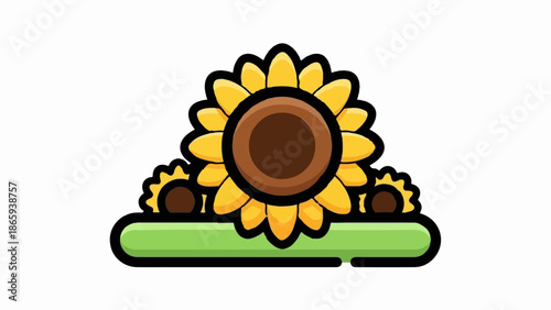 Stylized sunflowers with a green base