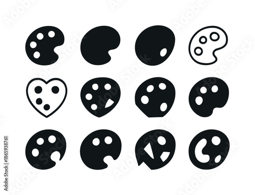 Amateur Logo Collection. Amateur. Icon set. Set Logo of amateur: paint palette. harmonious logo variations of the same emblematic concept, each with different