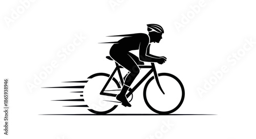 Cyclist in Motion: Silhouette of a Biker Speeding on a Bicycle.