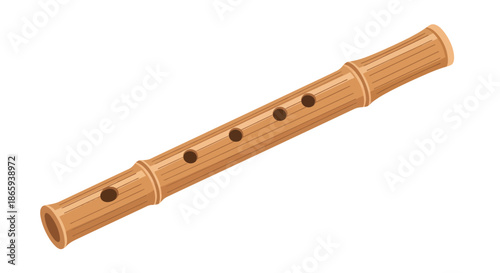 Traditional Japanese Bamboo Shakuhachi Flute with Six Finger Holes.