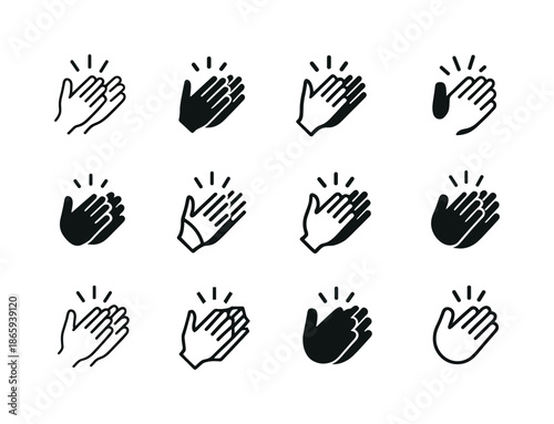 Diverse Applause Icons. Applause from audience. Icon set. Set Logo of Applause from audience: Clapping Hands Icon. harmonious logo variations of the same