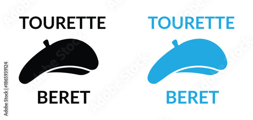 Tourette Beret logo designs. beret french headdress paris olympics icon. 